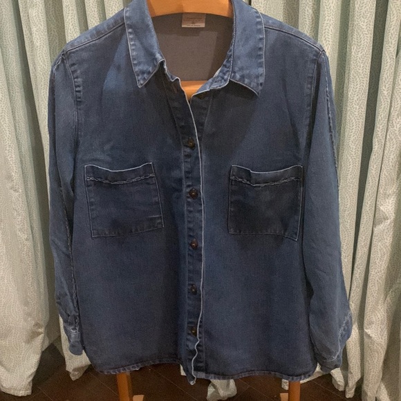 Click by Color me Cotton L/S soft denim button down - Picture 1 of 4